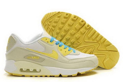 Nike Air Max 90 Mens Shoes Beige White Yellow Blue Clearance